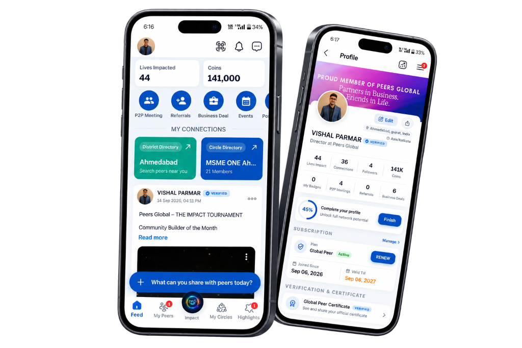 Peers Global Unity Mobile App - Community Feed & Peer Profile